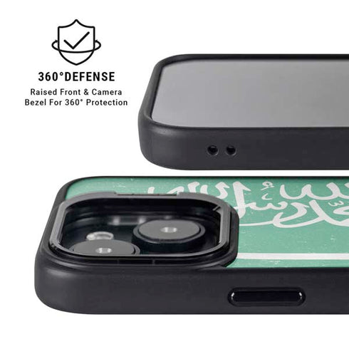 Saudi Arabia Flag Distressed iPhone 14 Plus Kickstand Case